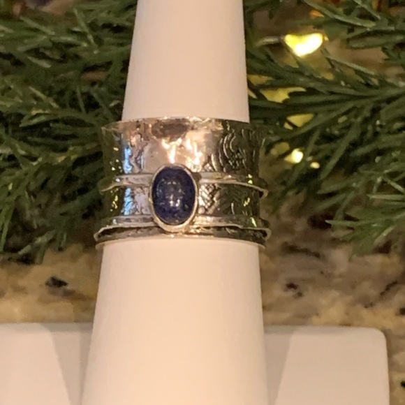 Sterling Silver Lapis Lazuli Spinner Ring - Picture 3 of 7
